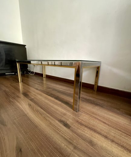 Mesa de centro / mesa de cafe vintage  latón , cromo y cristal  Romeo Rega 